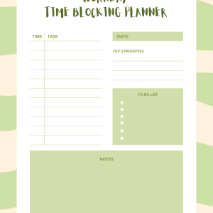 workday time blocking planner